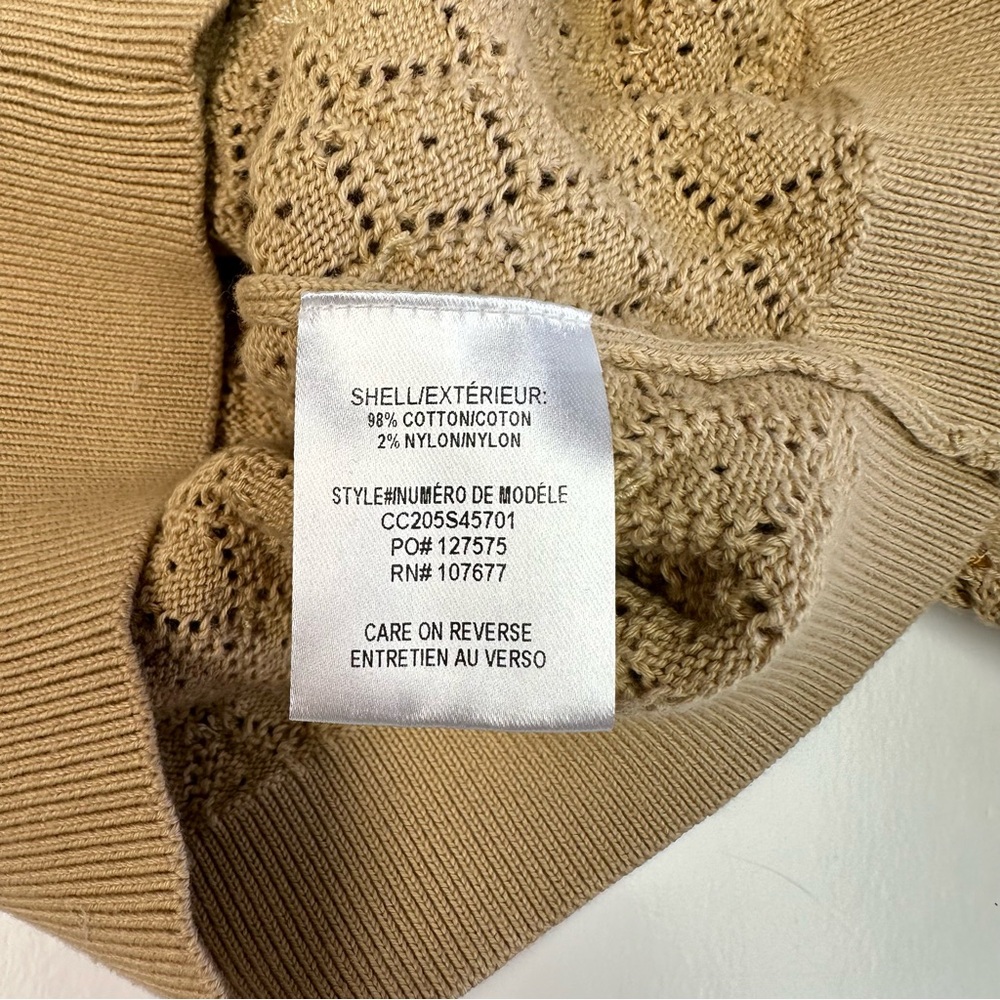 NWT Alice + Olivia Romi Cropped Embellished Pointelle-Knit Cardigan Sand Size S - Picture 6 of 9